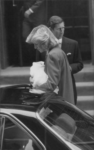 Vintage Photograph Of Prince Charles And Princess Diana,  With The Newborn Prince
