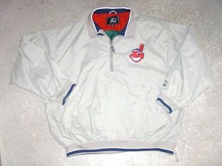 Vintage Cleveland Indians Sewn Lightweight Starter Pullover Jacket Men 