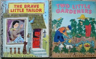2 Vintage Little Golden Books Two Little Gardeners,  The Brave Little Tailor