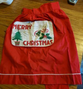 Vintage Holly Holiday Christmas Years Red Waist Apron - Reversible