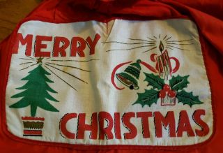 Vintage Holly Holiday Christmas Years Red Waist Apron - reversible 3