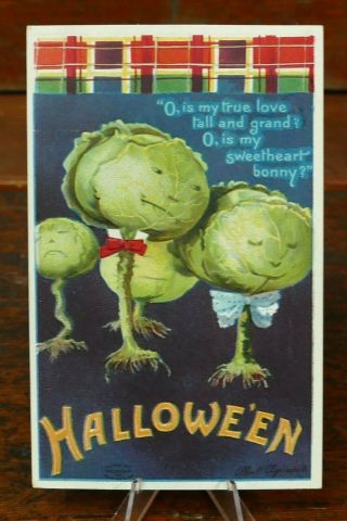 Vintage 1910 Halloween Postcard Ellen Clapsaddle Series 978 Romantic Cabbages