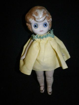 41/2 " Antique German Bisque Jointed Glass Eyed Novelty Doll
