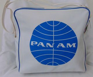Vintage Pan Am Carryon Overnight Bag Adjustable Shoulder Strap White