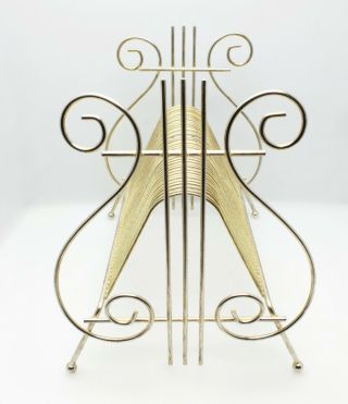 Vintage 40 Slots 45 Rpm Record Holder Rack Stand Gold Metal Wire