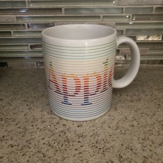 Vintage Apple Mac Macintosh Computer Rainbow Coffee Mug Cup Striped Retro