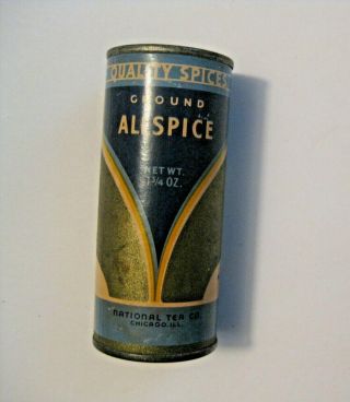 Vintage Quality Spices Ground Allspice National Tea Advertising Paper Spice Tin