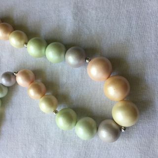 Vintage Fashion Necklace Graduated Beads Multi Color Pastel 30 "