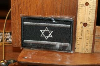 Novelty Embroidered Patch Sew On Israel Israeli Flag Black Grey