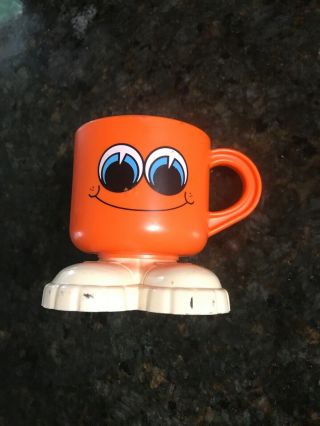 Vintage Deka Footsie Tootsie Orange Smiley Face Footed Kids Cup Sticker