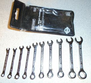 Vintage Usa Craftsman 942319 10 Pc.  Midget Combination Wrench Set W/pouch