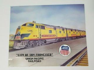 Vintage Union Pacific City Of San Francisco Tin Sign Aaa Sign Company 1993
