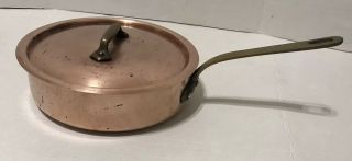 Vtg Williams Sonoma France Copper Deep Saute Pan Skillet W/ Lid 10 " Cookware