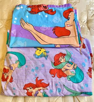 Vintage Disney Little Mermaid Full And Flat Twin Sz Sheets
