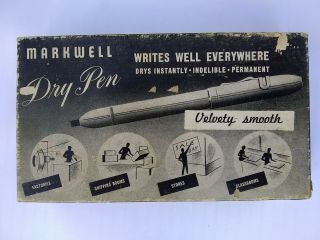 Vintage Markwell Dry Pen Felt Marker Refillable Metal,  Permanent