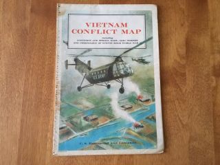 Vintage C.  S.  Hammond & Co Vietnam Conflict Map.  1960 - 70’s