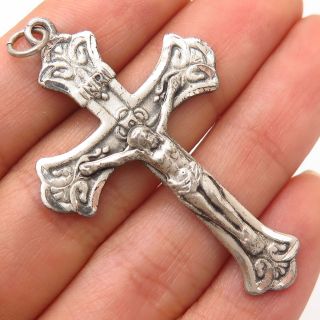 Vtg Bliss 925 Sterling Silver Religious Inri Crucifix Cross Pendant