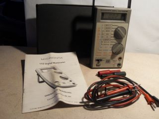 Vintage Micronta 22 - 191 Lcd Digital Multimeter 21 Ranges W/ Case & Leads