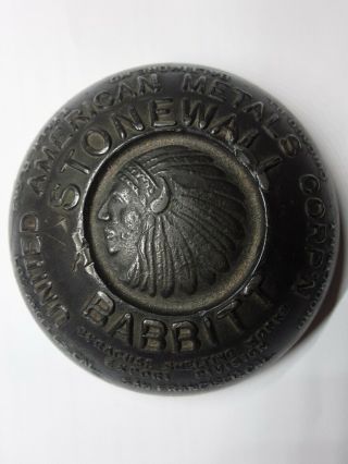 Vintage Stonewall Babbitt Paperweight Indian Chief United American Metals