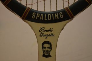 Vintage Pancho Gonzales Signature Wood Tennis Racquet By Spalding W/holder