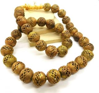 Vintage Ashanti Ghana Lost Wax Handcrafted Brass African Trade Bead Necklace O5