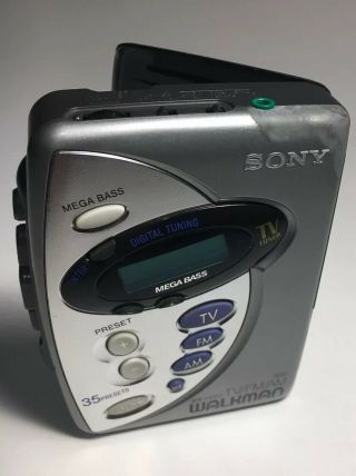 Sony Walkman Wm - Fx277 Cassette Tape Player Mega Bass Am/fm/tv Tuner Vtg - H07