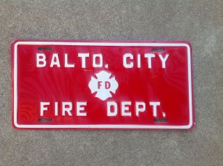 Baltimore Maryland City Fire Department - Booster License Plate