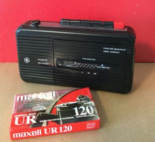 Vintage Ge Cassette Tape Recorder High Mic Sensitivity Compact 3 - 5301b W/ Tape