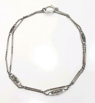 Great Vintage Art Deco Sterling Silver 925 Detailed Unique Necklace