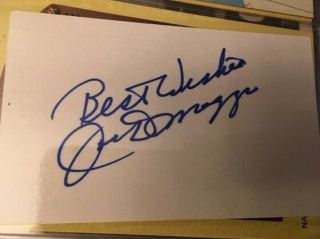 Joe Dimaggio Index Card Ny Yankees Hall Of Fame Blue Sharpie Signature Wow