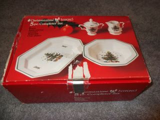 Vintage Nikko Christmas 5pc Completer Set Sugar Lid Creamer Vegetable Platter