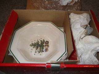 Vintage Nikko Christmas 5pc Completer Set Sugar Lid Creamer Vegetable Platter 2