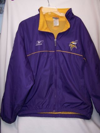 Vintage Reebok Men Size Xl Minnesota Vikings Full Zip Jacket Purple Mesh Nfl