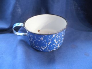 Vintage Blue Splatter Enamelware Graniteware Enamel Granite Ware Mug Soup Bowl