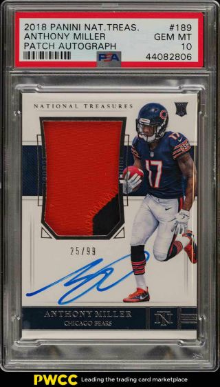 2018 National Treasures Anthony Miller Rookie Auto Patch /99 189 Psa 10 (pwcc)