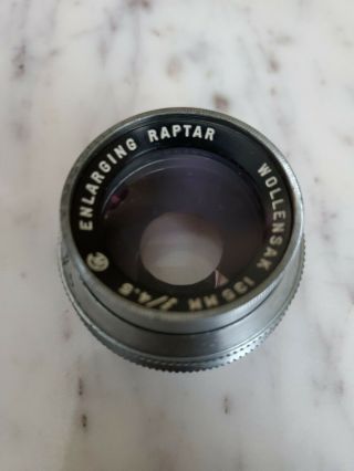 Vintage Wollensak 135 Mm F:4.  5 Enlarging Raptar Lens