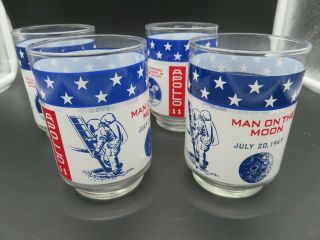 Set Of 4 Vintage Nasa Apollo 11 Man On The Moon July 20,  1969 Drinking Glasses