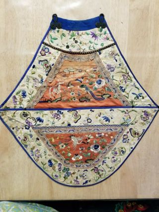 Antique/vintage Hand Embroidered Chinese Silk Bib