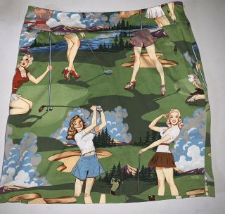Loudmouth Ladies Size 2 Golf Skort Shorts Skirt Vintage Pin Up Girl Clothing