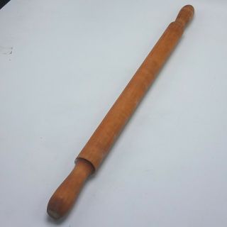 Vintage Solid Wood Rolling Pin With Red Handles 19 " L X 1 " D
