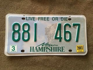 Hampshire Nh License Plate 881 467 6digit