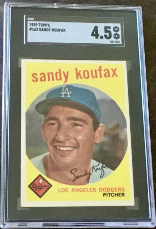 1959 Topps 187 Sandy Koufax (hof) Los Angeles Dodgers - Sgc 4.  5 Vg - Ex,  Centered