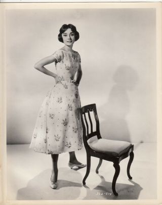 Audrey Hepburn Stands By A Chair Vintage Photo