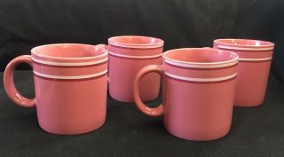4 Vintage Jmp Chromatics Stoneware Coffee Mugs Cup Pink 3.  5 " Made In Japan