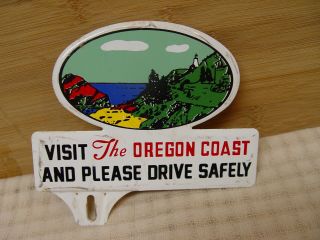 Visit The Oregon Coast Graphic Painted Metal Souvenir License Plate Topper