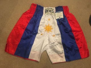 Manny Pacquiao Signed Auto Cleto Reyes Philippines Boxing Trunks Bas S07900