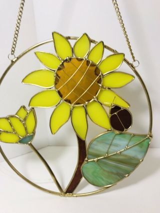 Vintage Stained Glass Wall Hanging Sun Catcher Gorgeous