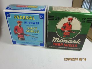 Two Vintage Federal Monark Shotgun Shell Boxs12 Gauge Shotgun Shell Boxs