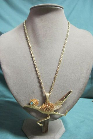 Vtg Madeira Creations Gold Tone Chain Necklace W Bird Pendant