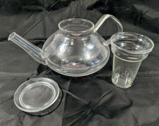 Jenaer Glas Teapot Infuser,  Lid Vintage German Jena Glass 1 Liter